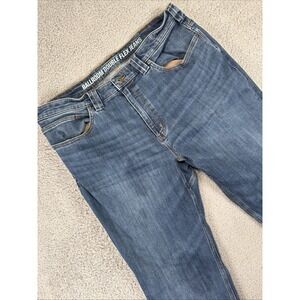 Duluth Jeans Mens 37x32 Blue Denim Ballroom Double Flex Relaxed Fit Straight